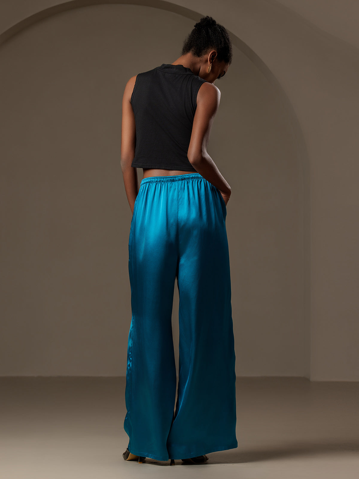 [Verde Acqua] SilkSilky-IT Pure Silk Womens Pants 002
