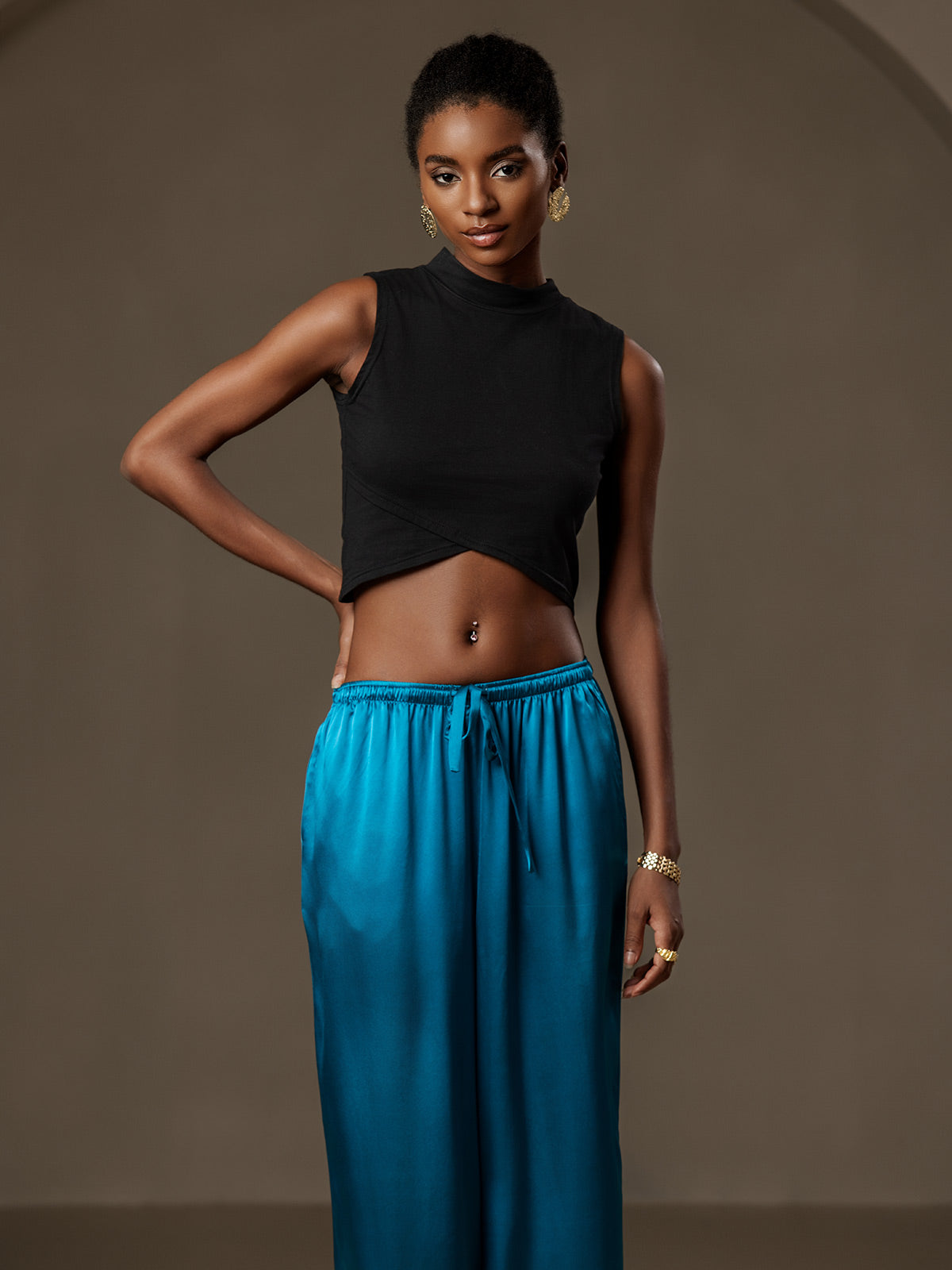 [Verde Acqua] SilkSilky-IT Pure Silk Womens Pants 003