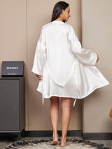[Bianco] SilkSilky-IT 3/4 Sleeve V Neck Pigiami da donna 002