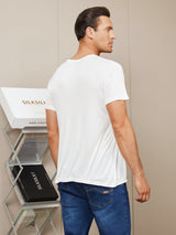 [Bianco] SilkSilky-IT Maniche Corte Collo Rotondo Aderente Maglietta da uomo 002