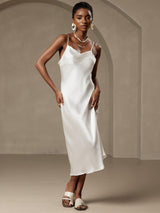 [Bianco] SilkSilky-IT Sleeveless Cowl Neck Vestiti da donna 001