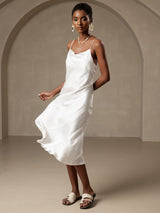 [Bianco] SilkSilky-IT Sleeveless Cowl Neck Vestiti da donna 003