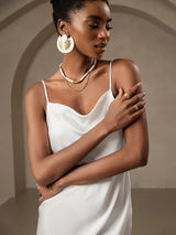 [Bianco] SilkSilky-IT Sleeveless Cowl Neck Vestiti da donna 004