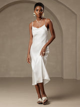 [Bianco] SilkSilky-IT Sleeveless Cowl Neck Vestiti da donna 005
