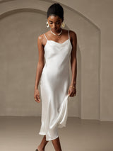 [Bianco] SilkSilky-IT Sleeveless Cowl Neck Vestiti da donna 006