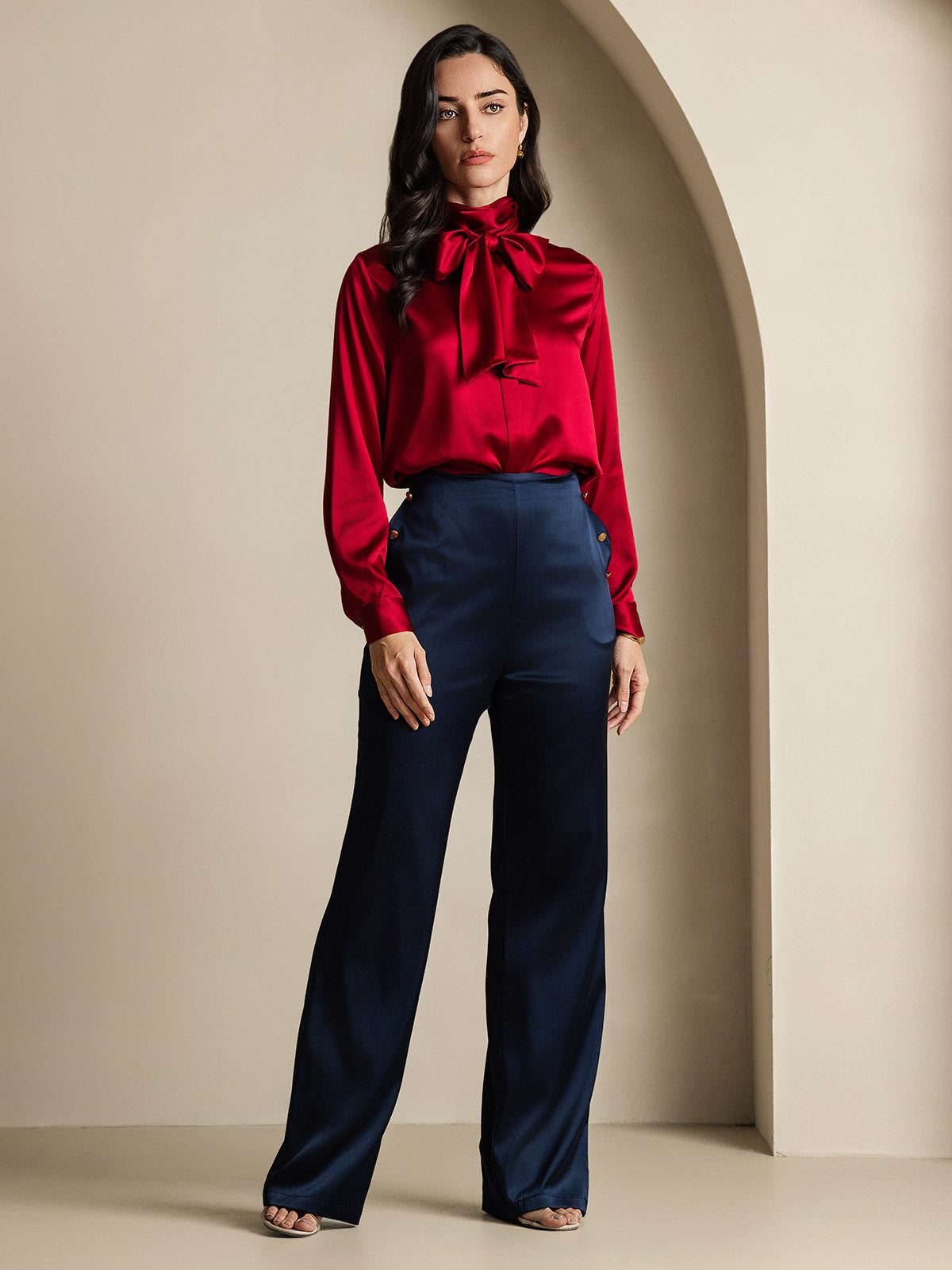 [Vino] SilkSilky-IT 19Momme Seta Manica lunga Blouse 007