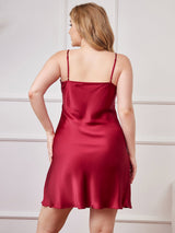 [Vino] SilkSilky-IT Tirantes Finos Scollo a V Vestiti da donna taglia grossa 002