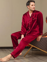[Vino] SilkSilky-IT Long Sleeve Lapel Collar Pigiami da uomo 001