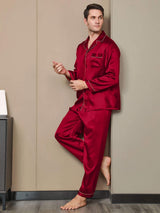 [Vino] SilkSilky-IT Long Sleeve Lapel Collar Pigiami da uomo 002