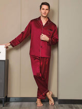 [Vino] SilkSilky-IT Long Sleeve Lapel Collar Pigiami da uomo 004