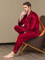 [Vino] SilkSilky-IT Long Sleeve Lapel Collar Pigiami da uomo 005