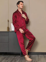 [Vino] SilkSilky-IT Long Sleeve Lapel Collar Pigiami da uomo 006