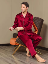[Vino] SilkSilky-IT Long Sleeve Lapel Collar Pigiami da uomo 007