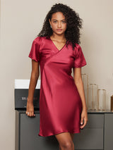 [Vino] SilkSilky-IT Maniche Corte Scollo a V Camicia da notte 004