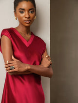 [Vino] SilkSilky-IT Cap Sleeve V Neck Vestiti da donna 003