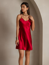[Vino] SilkSilky-IT Tirantes Finos Scollo a V Vestiti da donna 004