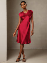 [Vino] SilkSilky-IT Cap Sleeve V Neck Vestiti da donna 005