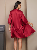 [Vino] SilkSilky-IT 3/4 Sleeve V Neck Pigiami da donna 002
