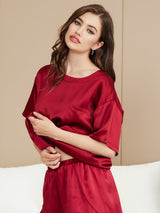 [Vino] SilkSilky-IT Short Sleeve Round Neck Pigiami da donna 003