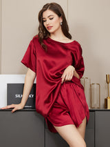 [Vino] SilkSilky-IT Short Sleeve Round Neck Pigiami da donna 005