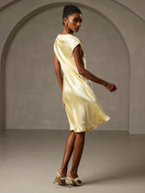 [Giallo] SilkSilky-IT Cap Sleeve V Neck Vestiti da donna 002