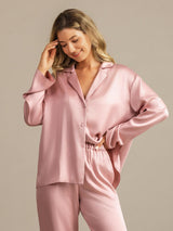 [Pelle Di Pesca] SilkSilky-IT 19Momme Manica lunga Collo a Taglio Pigiami da donna 007