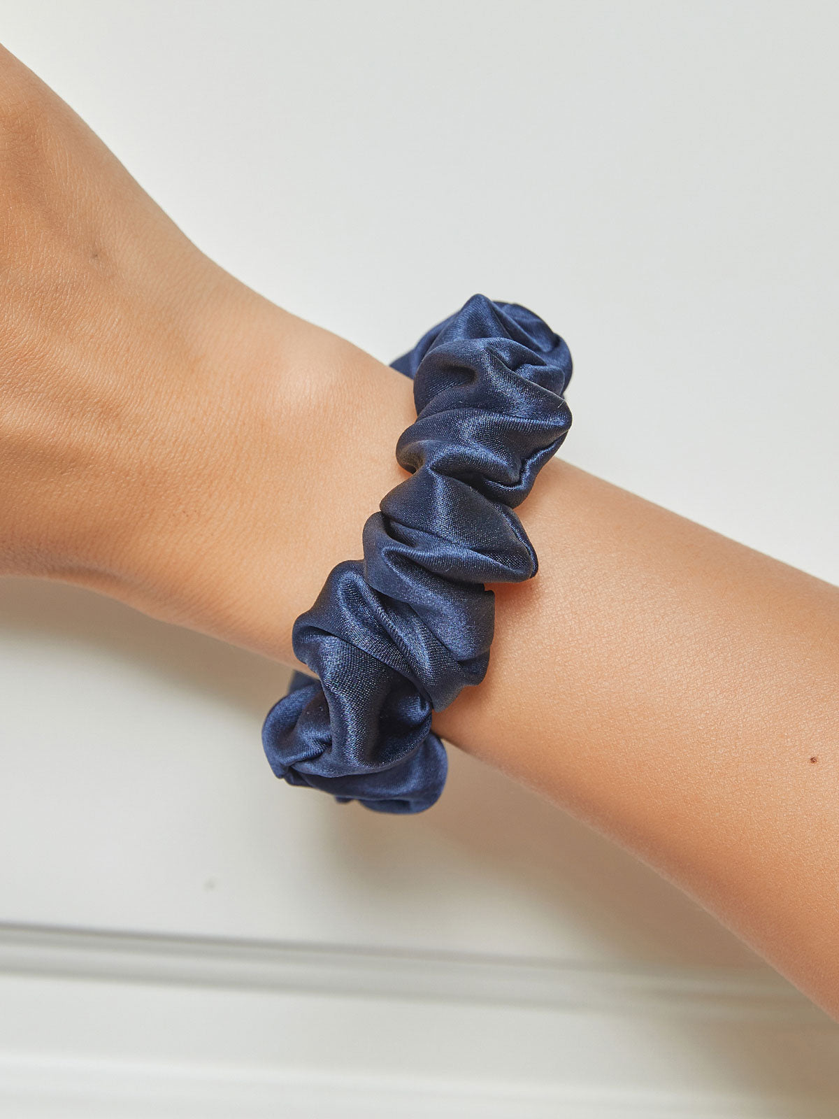 [Blu Scuro] SilkSilky-IT Seta pura Scrunchie 001,