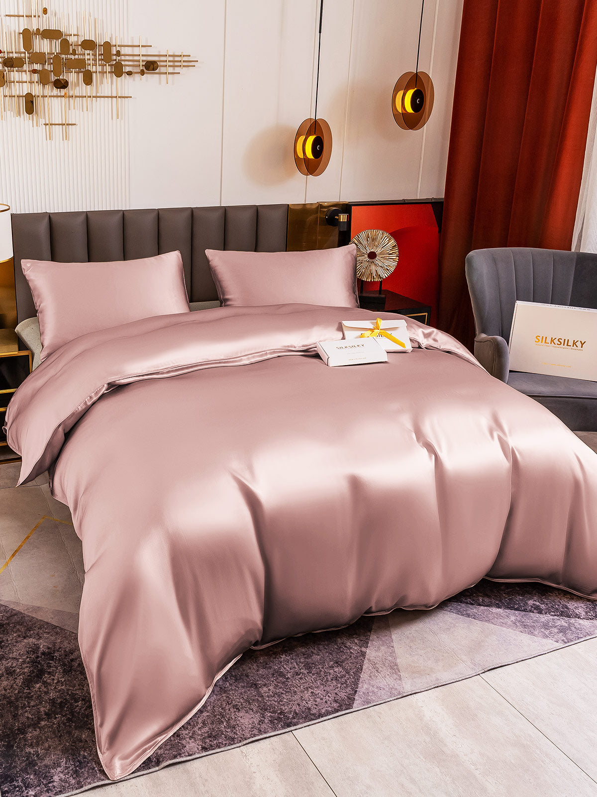 [Malva Pallido] SilkSilky-IT 19Momme Seta pura Bedding Set 001