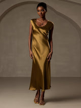 [Marrone] SilkSilky-IT Cap Sleeve Vestiti da donna 001