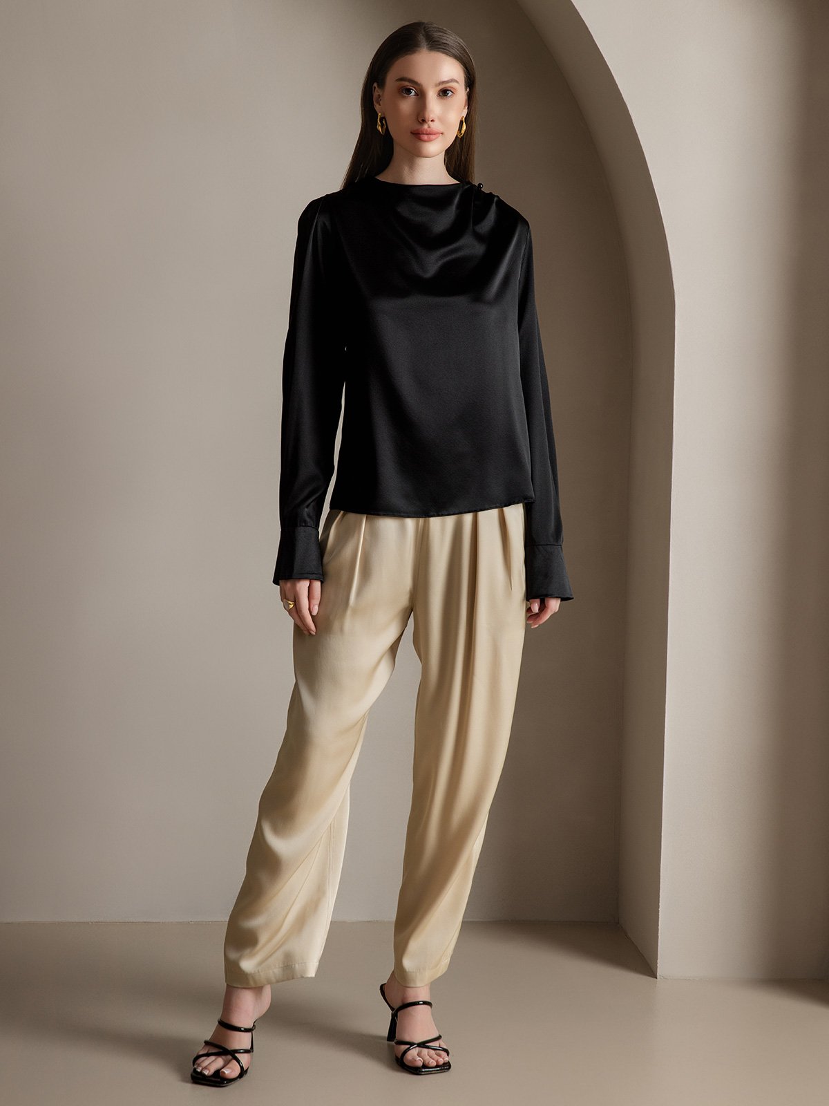 [Nero] SilkSilky-IT 19Momme Seta Womens Shirt 008