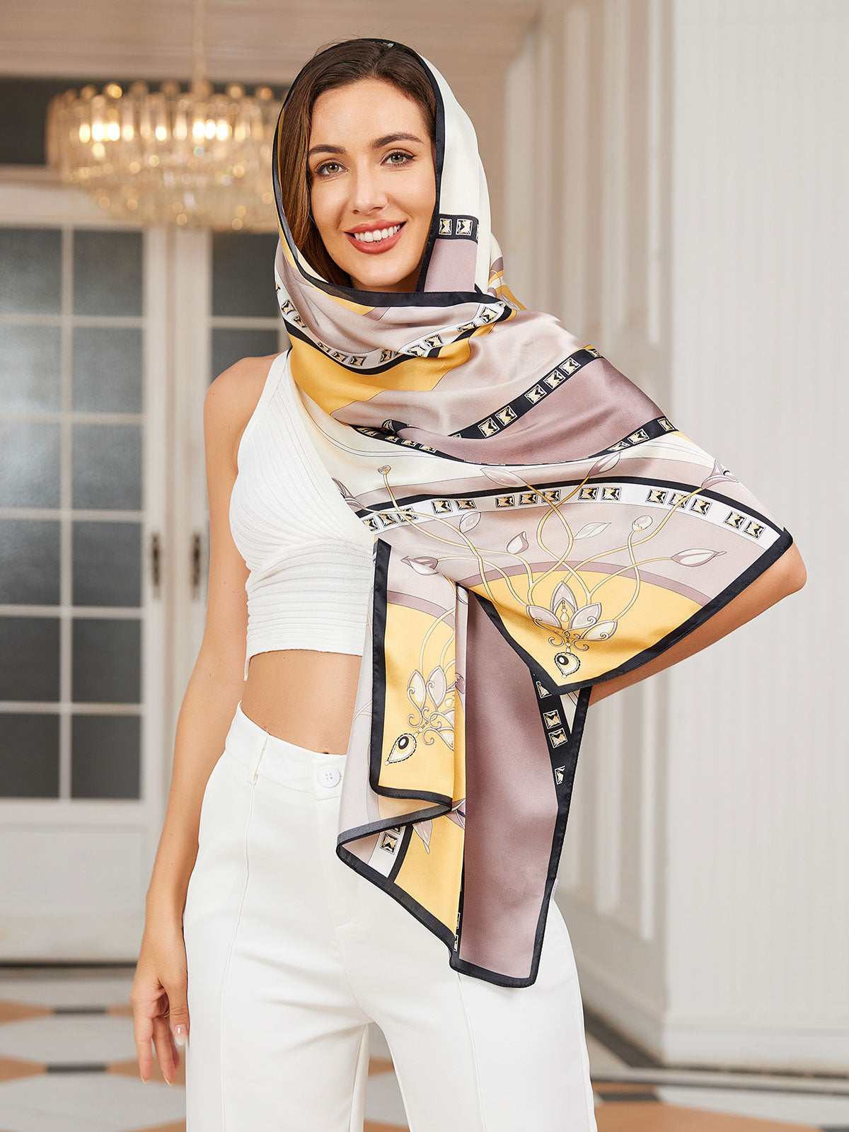 SilkSilky IT Seta pura Scarf Giallo 001