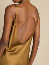 [Marrone] SilkSilky-IT Sleeveless Collo a U Vestiti da donna 005