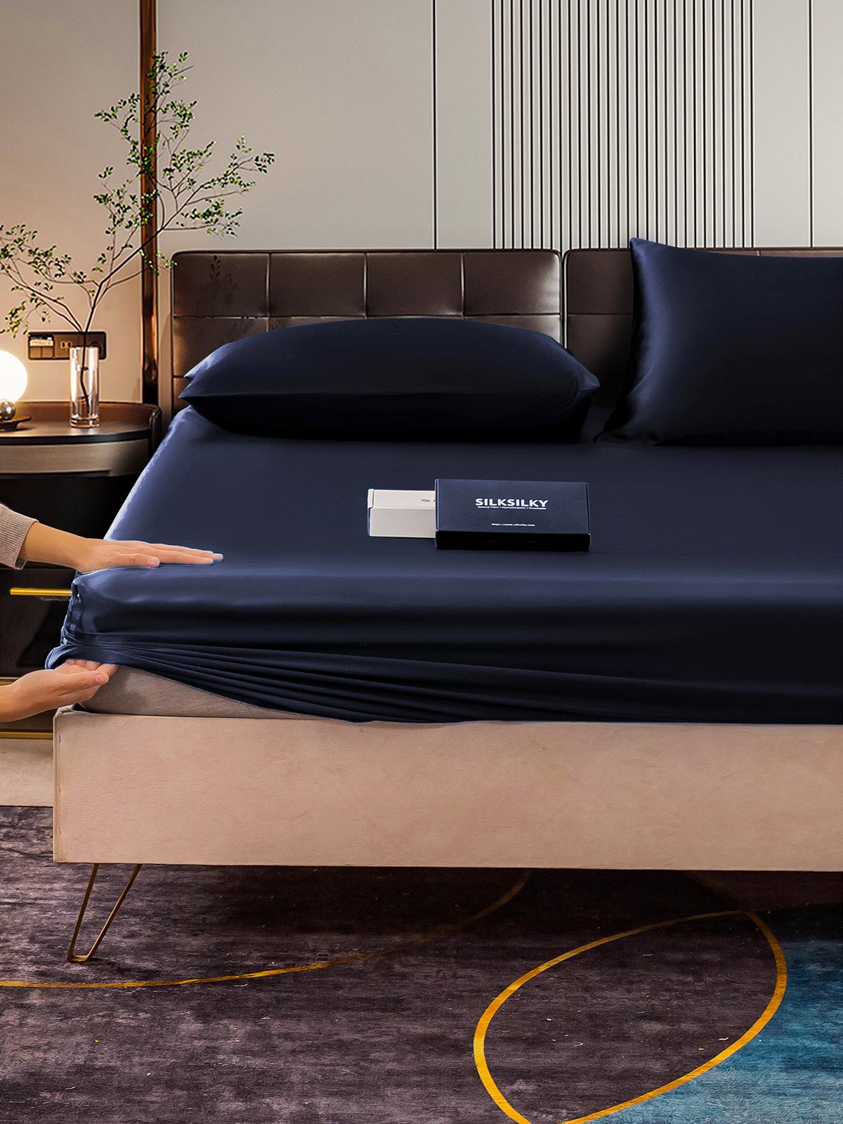 [Blu Scuro] SilkSilky-IT 22Momme Seta pura Bedding Set 006