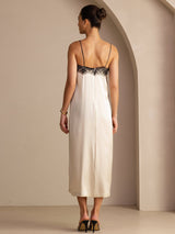 [Beige Riso] SilkSilky-IT Square Neck Vestiti da donna 002