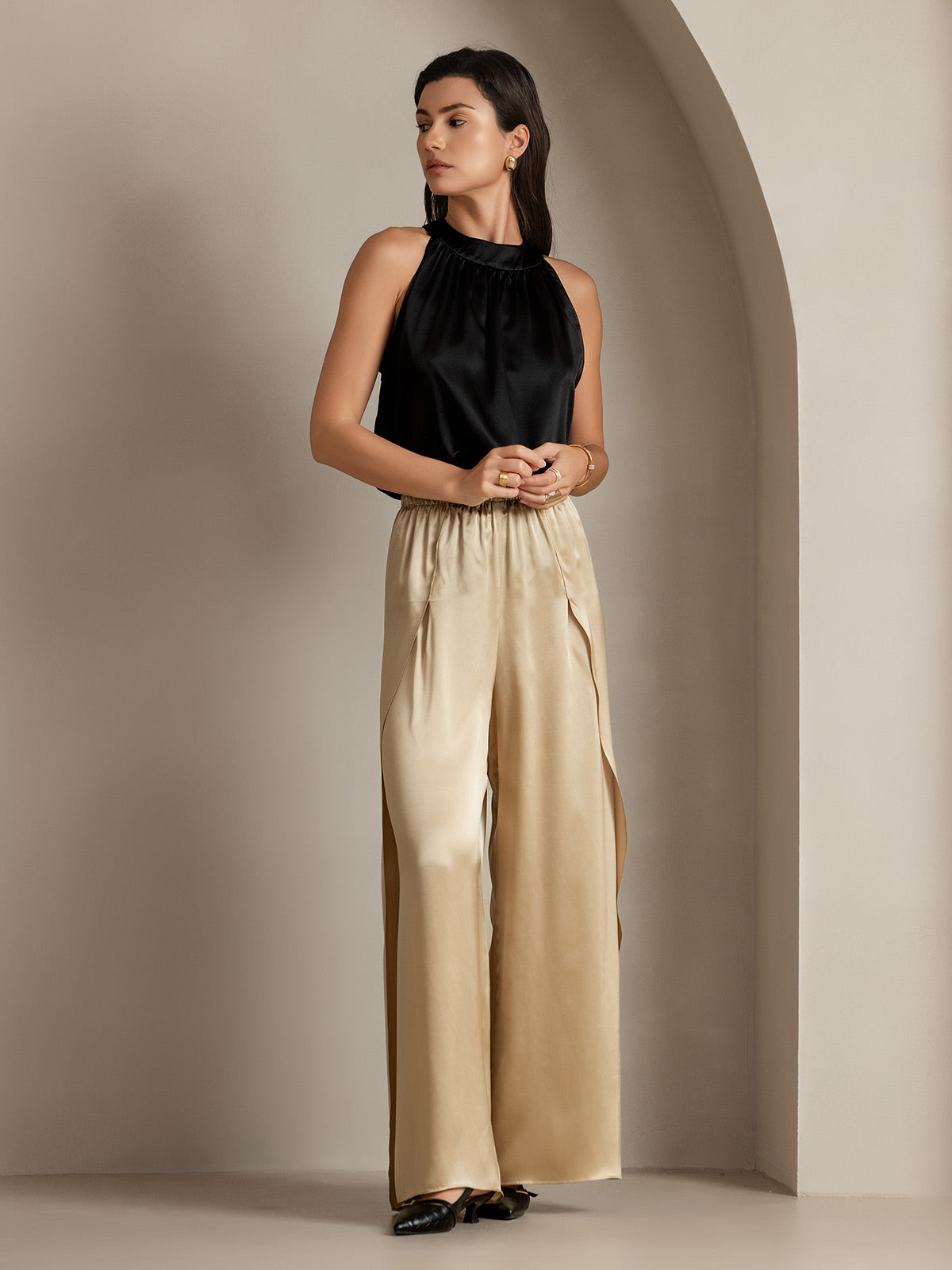 [Champagne] SilkSilky-IT 19Momme Seta Womens Pants 012