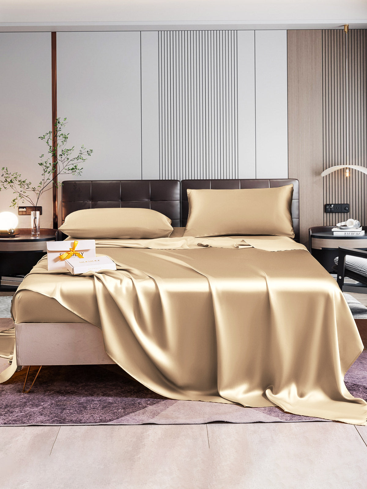 [Beige] SilkSilky-IT 22Momme Seta pura Bedding Set 005