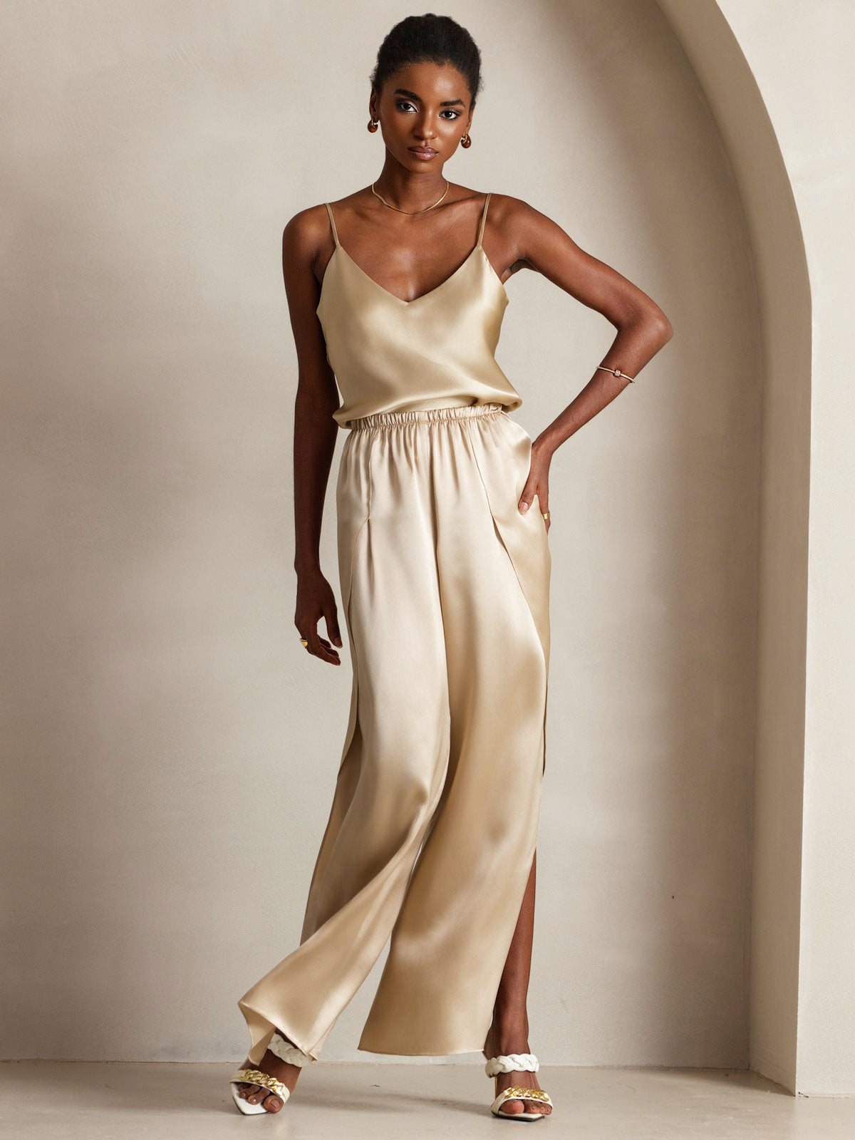 [Champagne] SilkSilky-IT Seta pura Camisoles 003