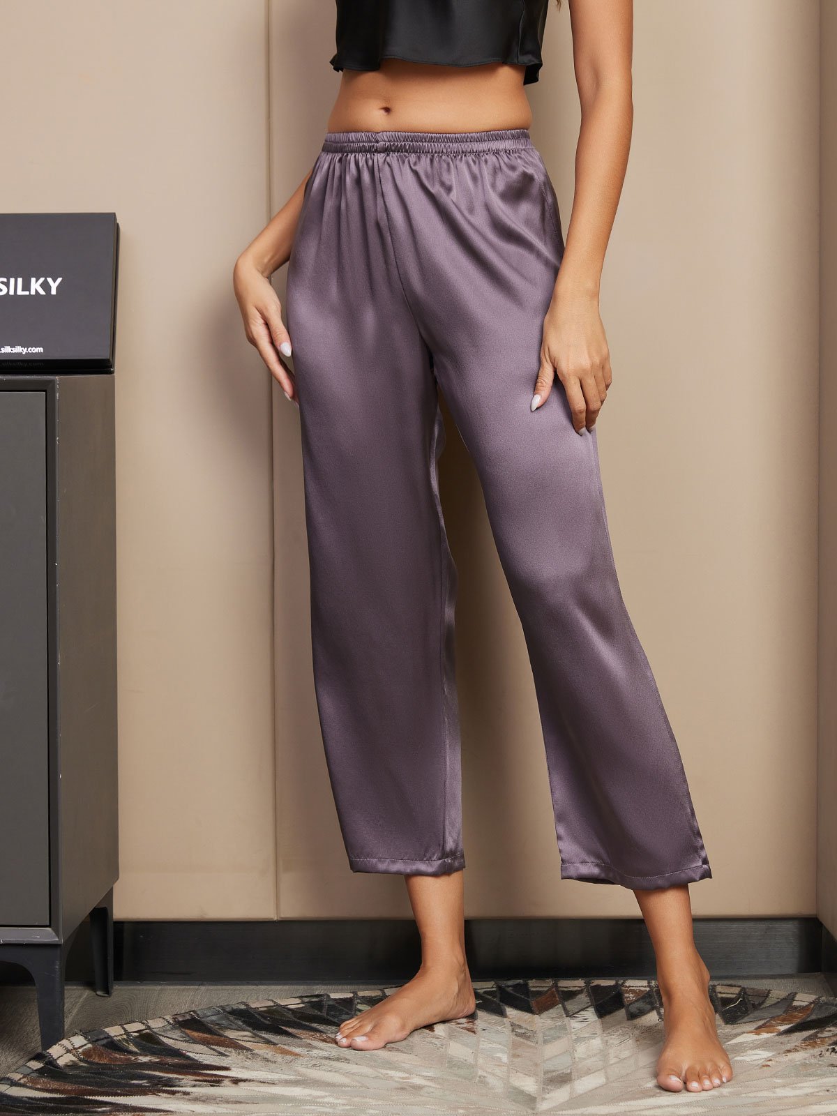 [Grigio Porpora] SilkSilky-IT Seta pura Womens Sleep Bottoms 004