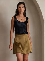 [Nero] SilkSilky-IT 19Momme Senza maniche Scollo A Coppa Cami 004