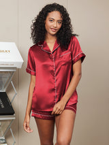 [Vino] SilkSilky-IT Short Sleeve Lapel Collar Pigiami da donna 003