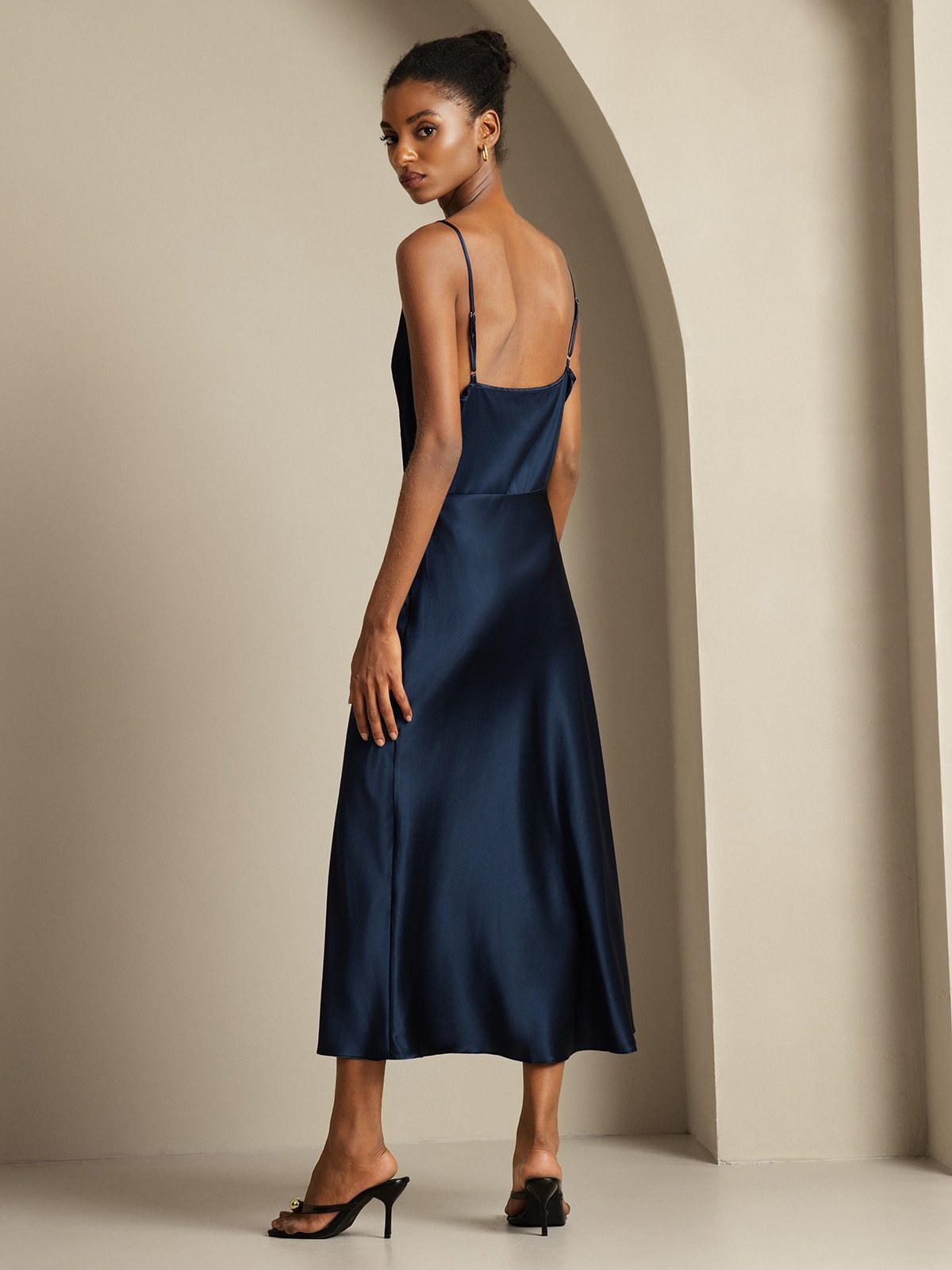 [Blu Scuro] SilkSilky-IT 19Momme Seta pura Womens Outfit Sets 002,