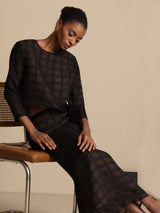 [Nero] SilkSilky-IT Seta Pura Manica lunga Womens Outfit Sets 008