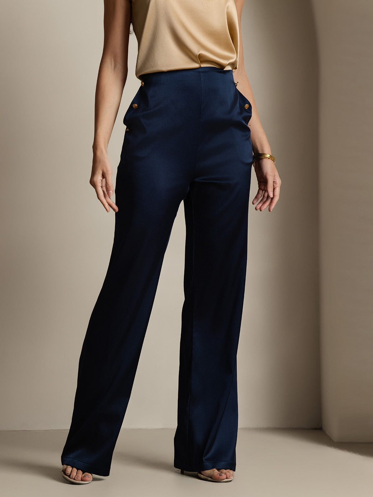 [Blu Scuro] SilkSilky-IT 19Momme Seta Womens Pants 005