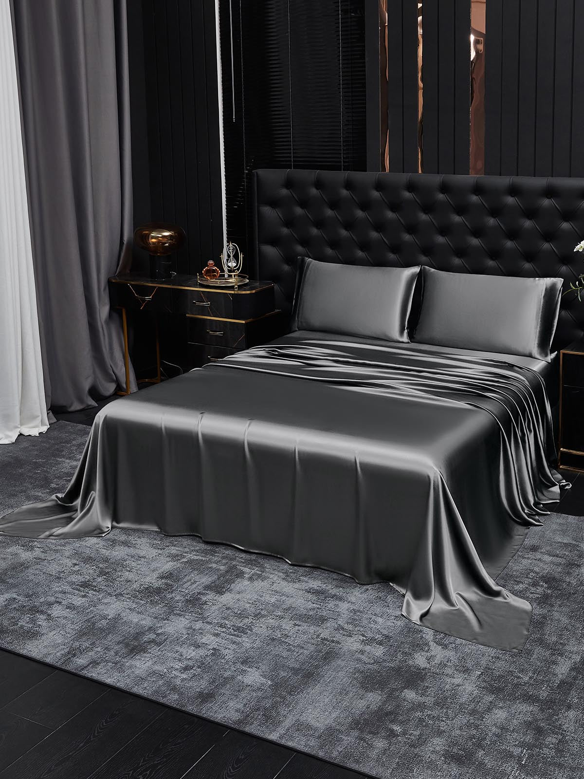 [Grigio Scuro] SilkSilky-IT 19Momme Seta pura Bedding Set 001