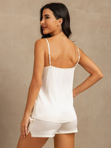 [Bianco] SilkSilky-IT 19Momme Seta Senza maniche Camisole Set 002