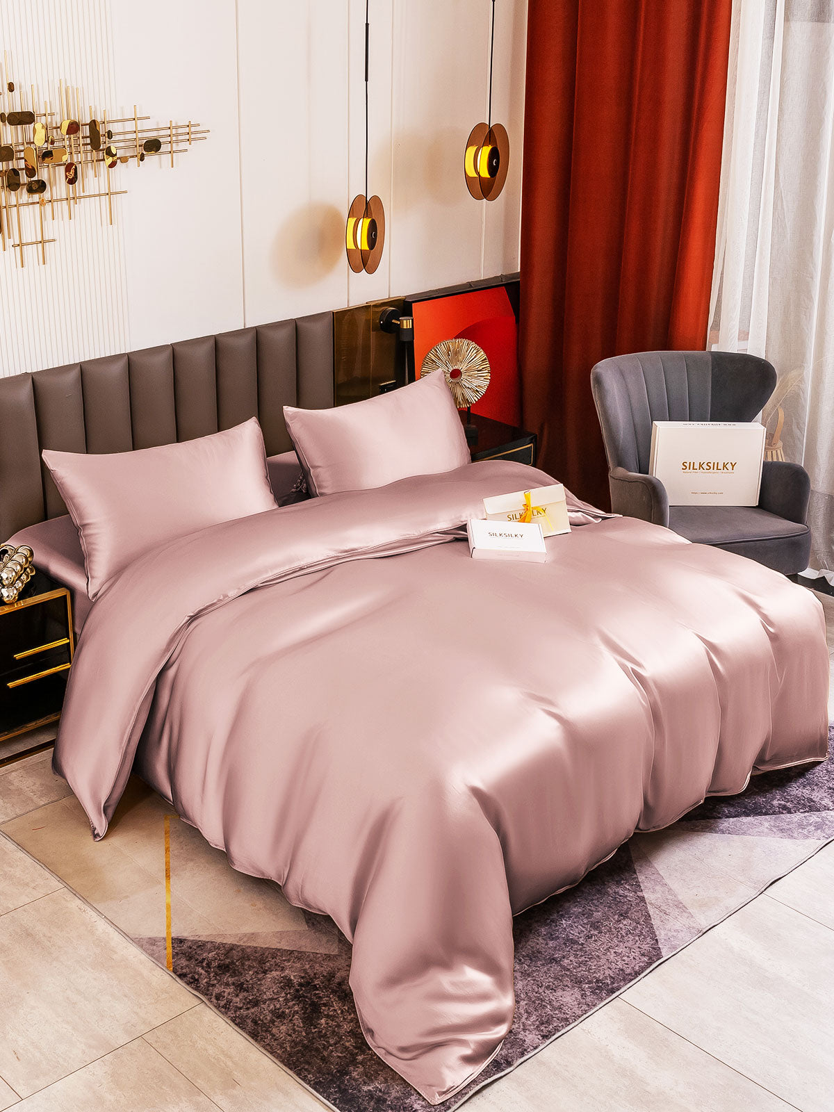 [Malva Pallido] SilkSilky-IT 19Momme Seta pura Bedding Set 005