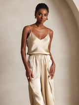 [Champagne] SilkSilky-IT Spaghetti Strap V Neck Cami 001