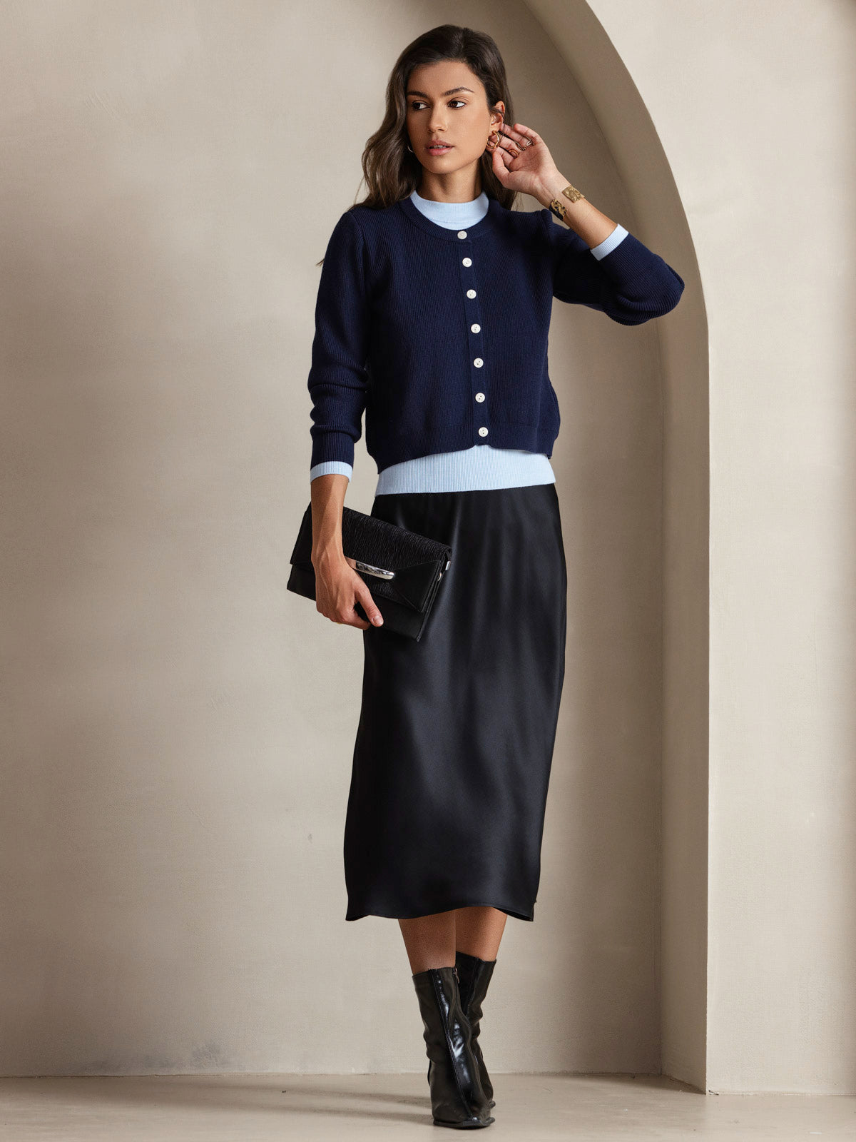 [Nero] SilkSilky-IT Senza maniche Vestiti da donna 007