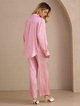 [Riga Diplomatica Rosa] SilkSilky-IT Long Sleeve Lapel Collar Women's Outfit Sets 002