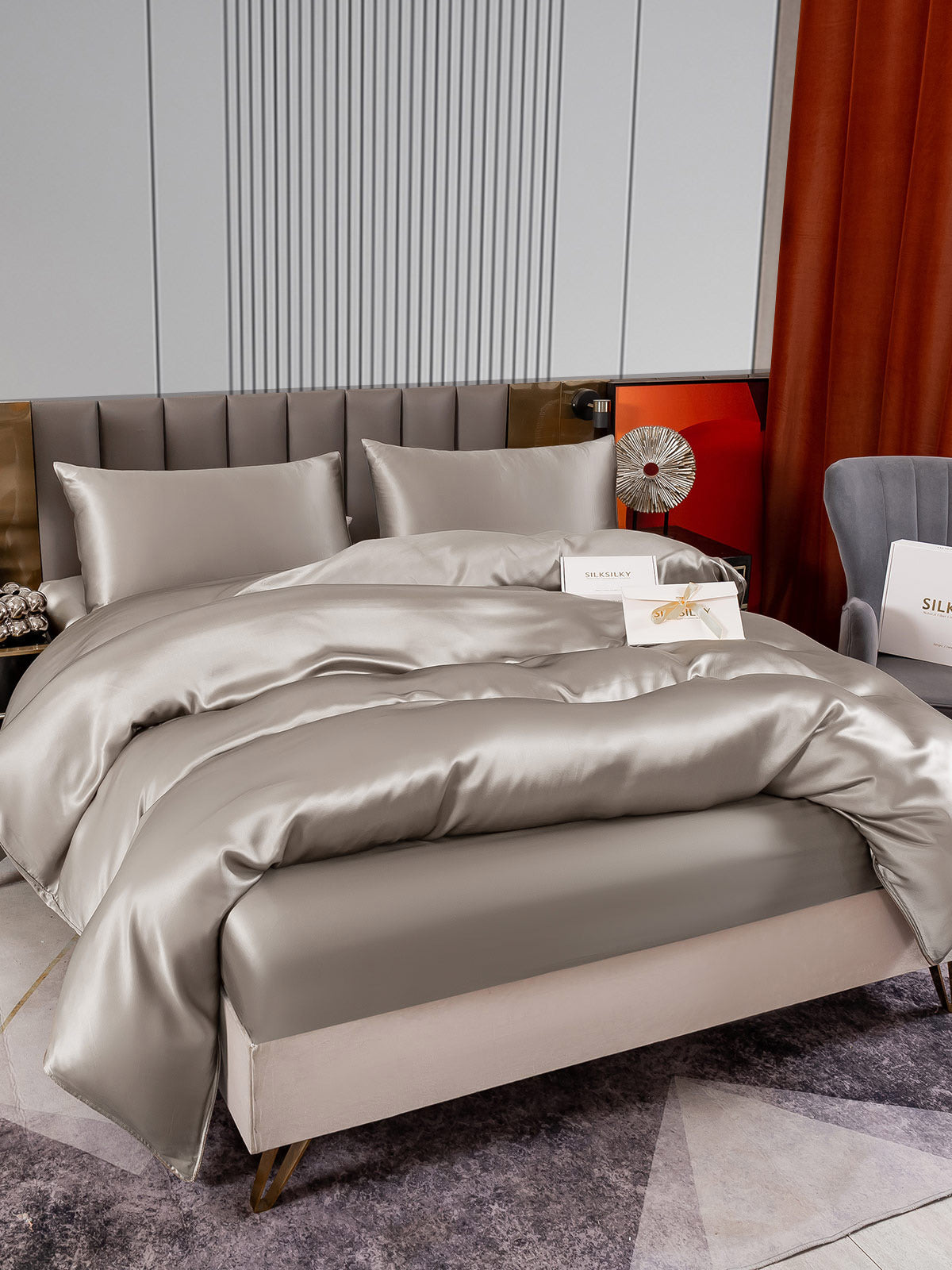 [Grigio] SilkSilky-IT 22Momme Seta pura Bedding Set 003